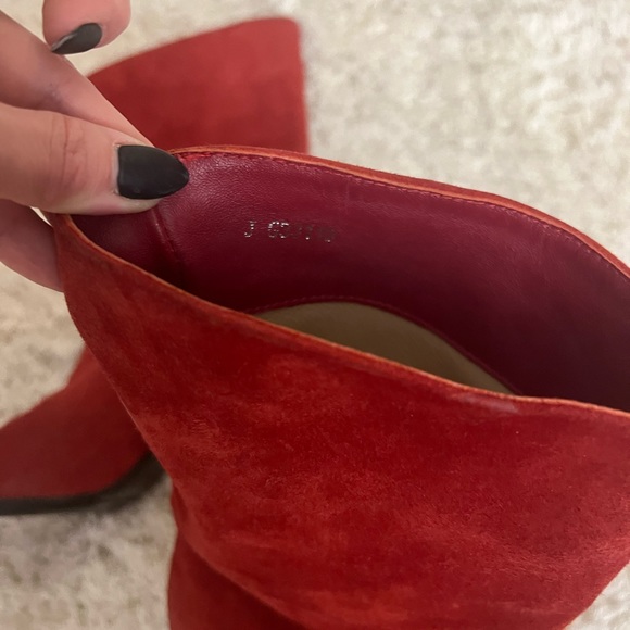 Chanel Gabrielle Boots Red Suede Coco Chanel Booties Size 7 - Picture 7 of 9